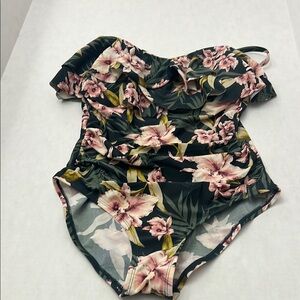 Kona Sol Floral Swimsuit with Pink and Green Accents